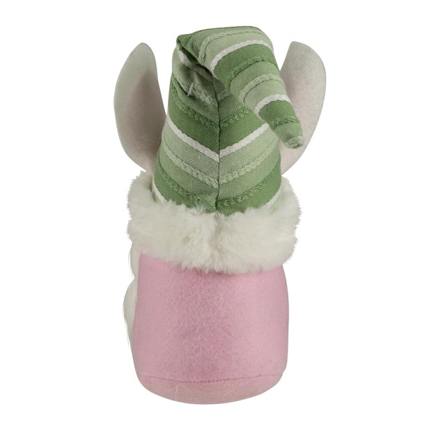 Pink And Green Gnome Girl With Bunny Ears Easter Figure