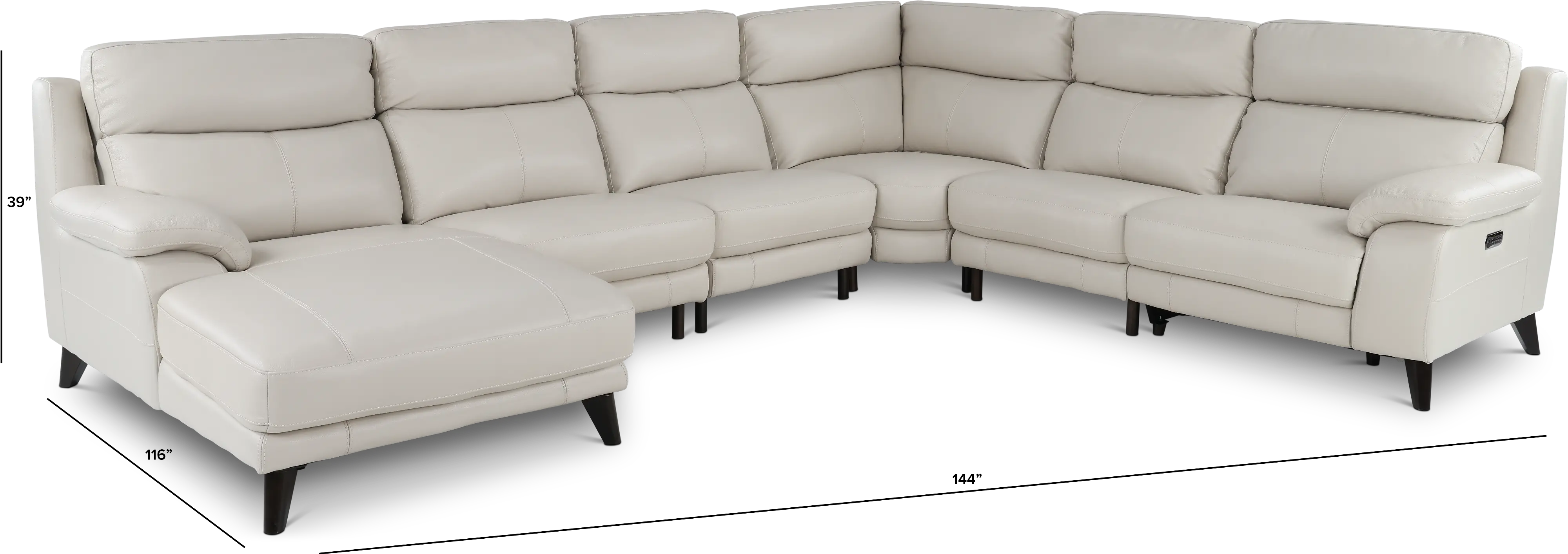 Venice White 6 Piece Power Reclining Sectional