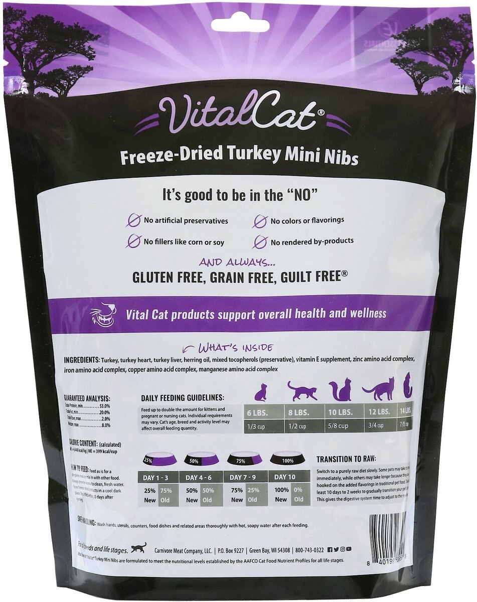 Vital Essentials Turkey Mini Nibs Freeze-Dried Cat Food