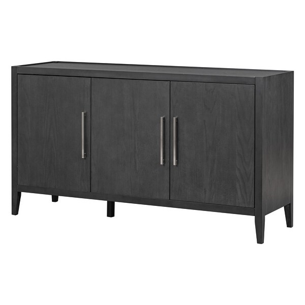 Wooden Sideboard with 3 Metal handles and 3 Doors， Adjustable Shelf