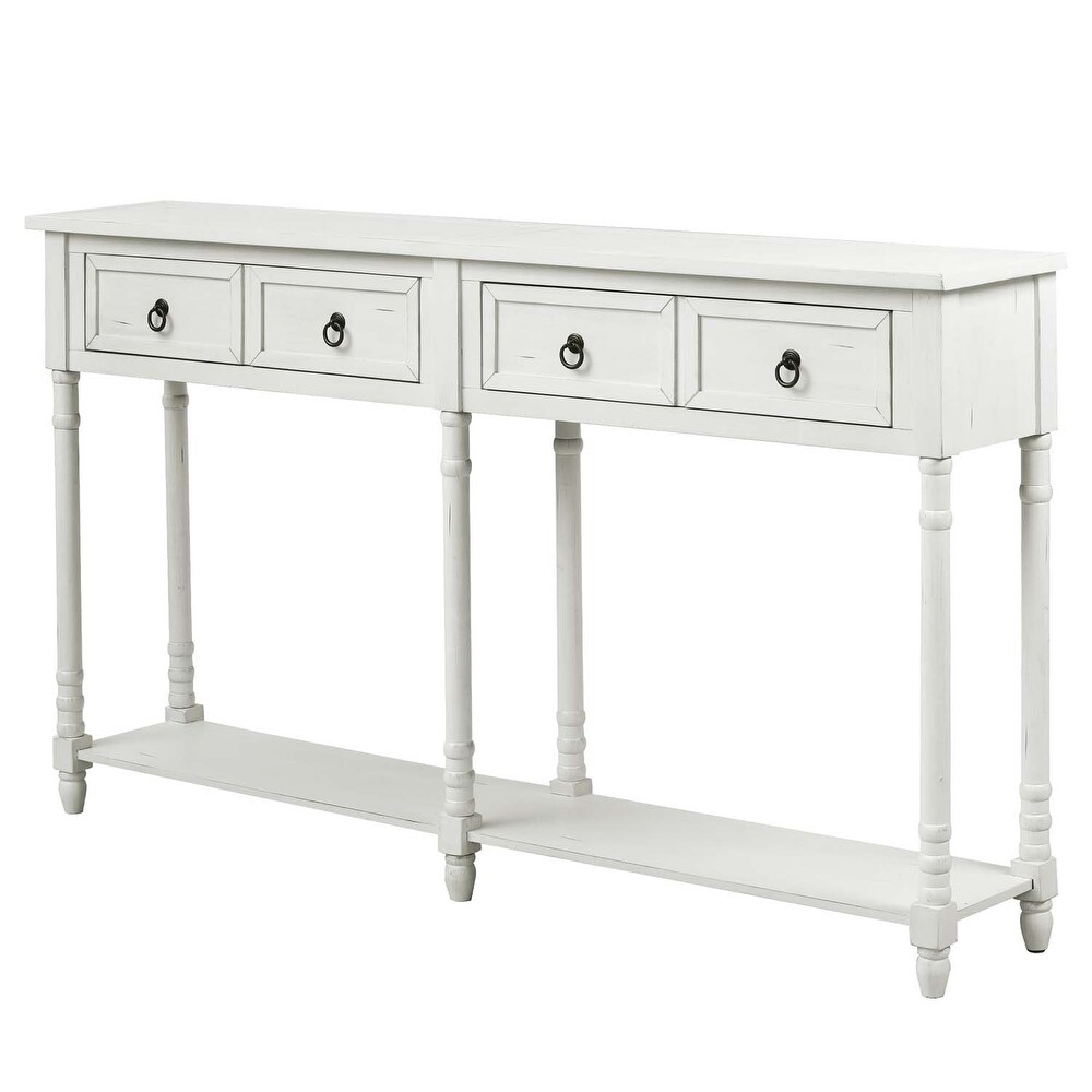 Console Table Sofa Table with Drawers and Long Shelf for Living Room