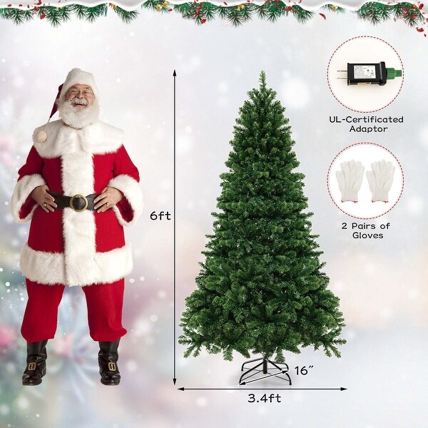 Costway 6FT/7FT/8FT Artificial Xmas Tree with 821/1188/1498 PVC Branch