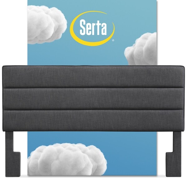 Serta Palisades Upholstered Headboard， King Size， Charcoal Gray - - 21827916