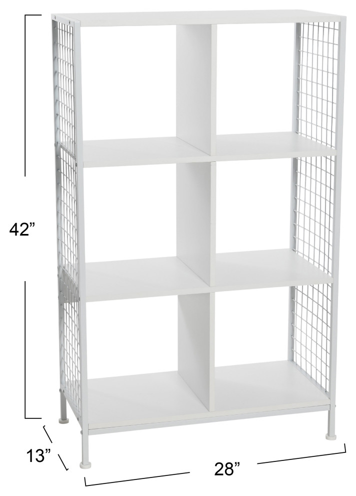 Trellis Open Storage Bookshelf  6 Cube Scandinavian White  White Metal   Contemporary   Bookcases   by Household Essentials  Houzz