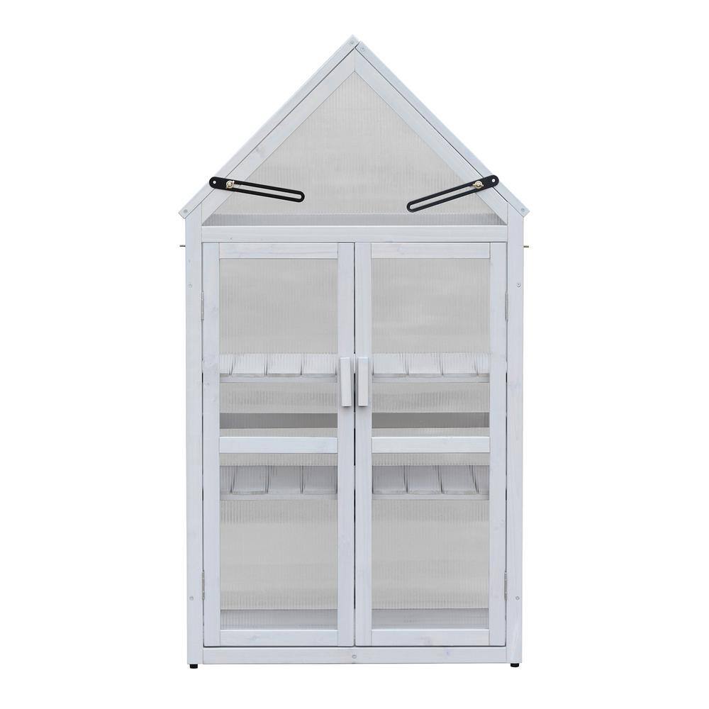 Tunearary Wood Greenhouse Kit Portable Outdoor Indoor Plant Stand with Open Roof Shelving W219HZP66788