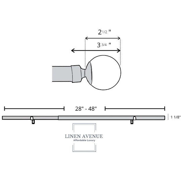 Linen Avenue Ball Single And Double Window Curtain Rod Set