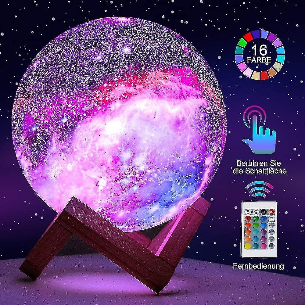 Planet Light Children's Toy Light， 16 Color Led 3d Galaxy Light Star Moon， Light Wooden Tower Remote