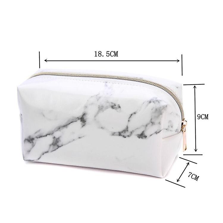 Cute Marble Pattern Pencil Cases Big Capacity PU Leather Cosmetic Bag Pencil Bag School Office Supplies(White)