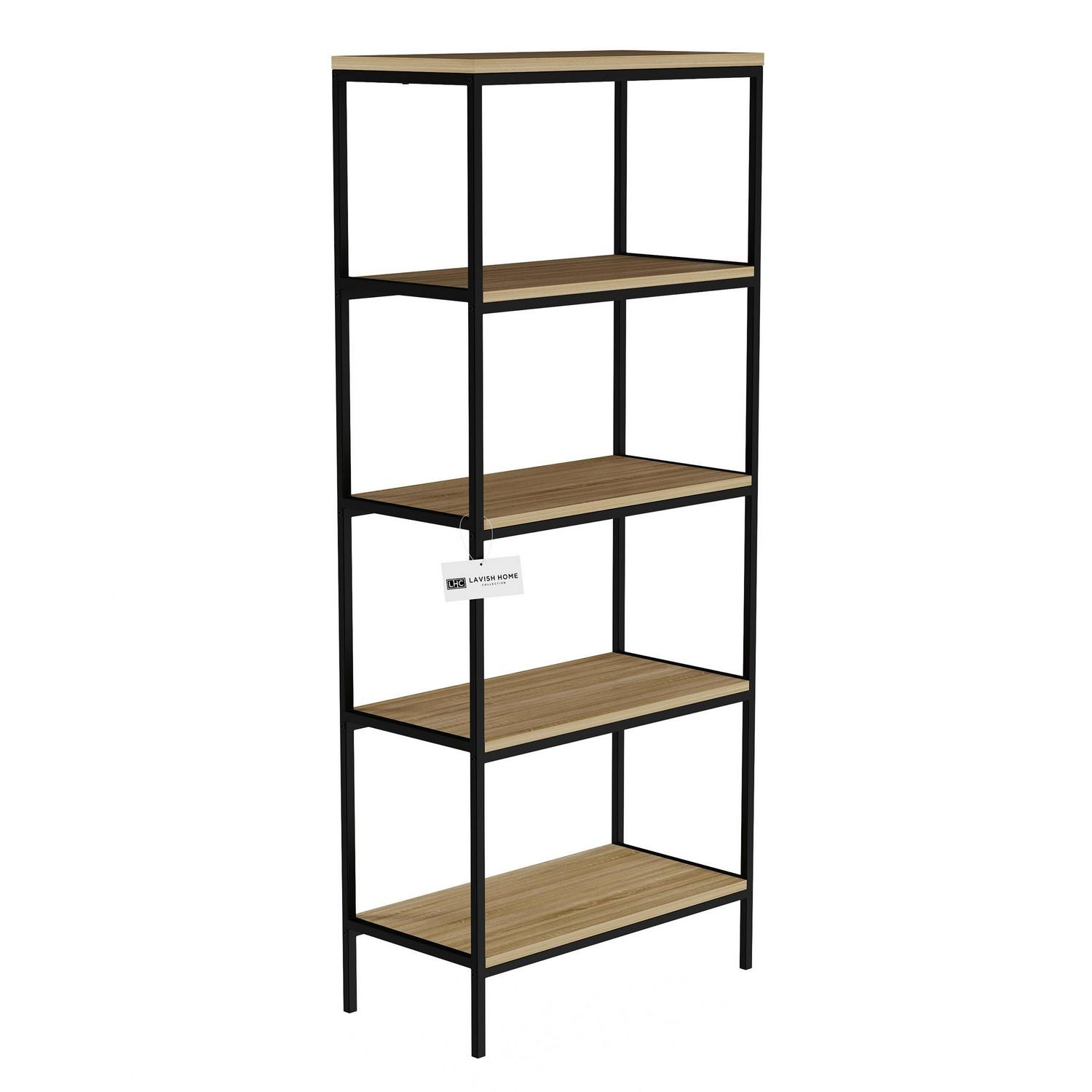 Lavish Home 5 Tier Industrial Bookcase Gray  Crowdfused