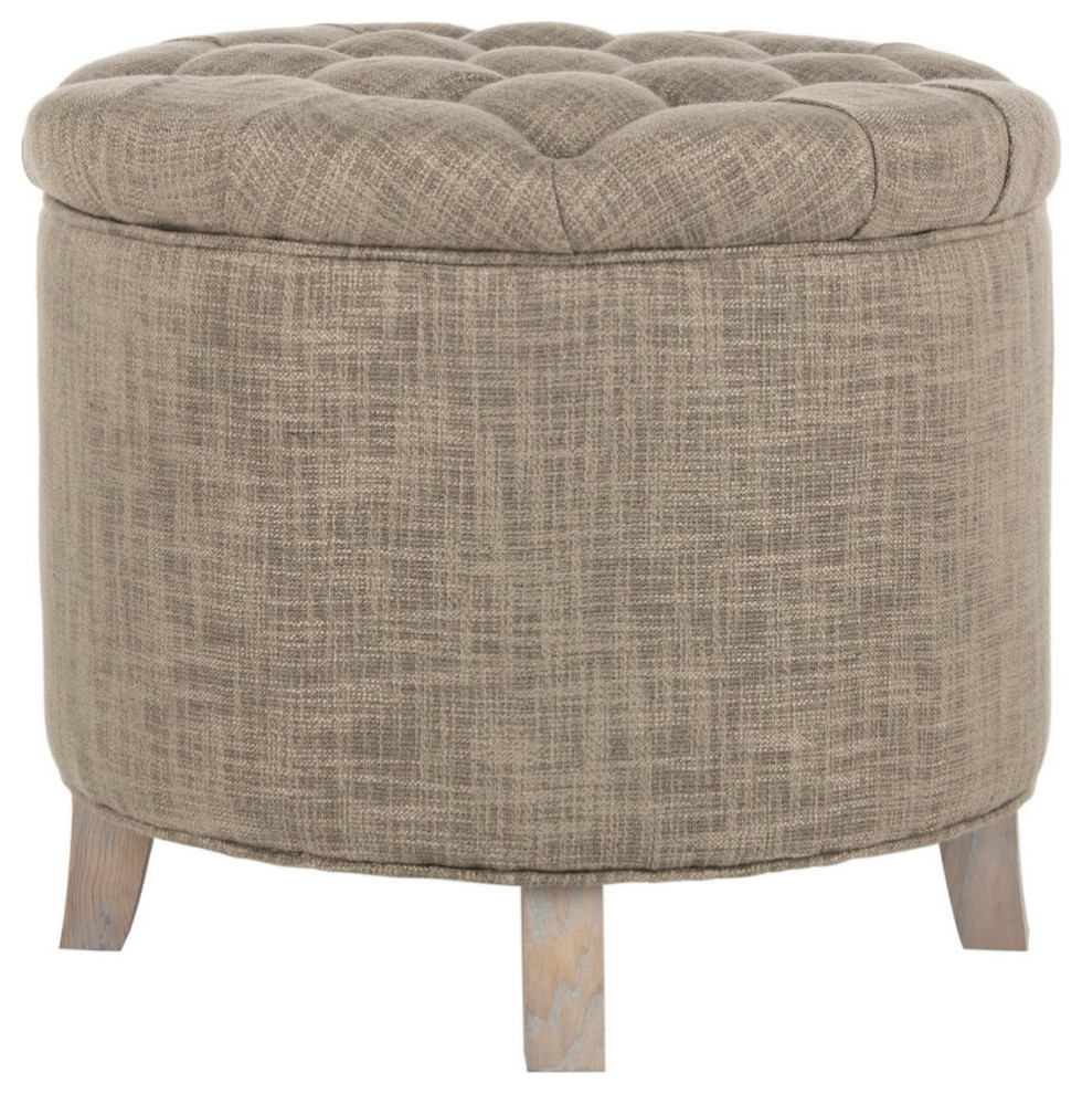 Emma Tufted Storage Ottoman Stone/ Distressed Grey   Modern   Footstools And Ottomans   by Virgil Stanis Design  Houzz