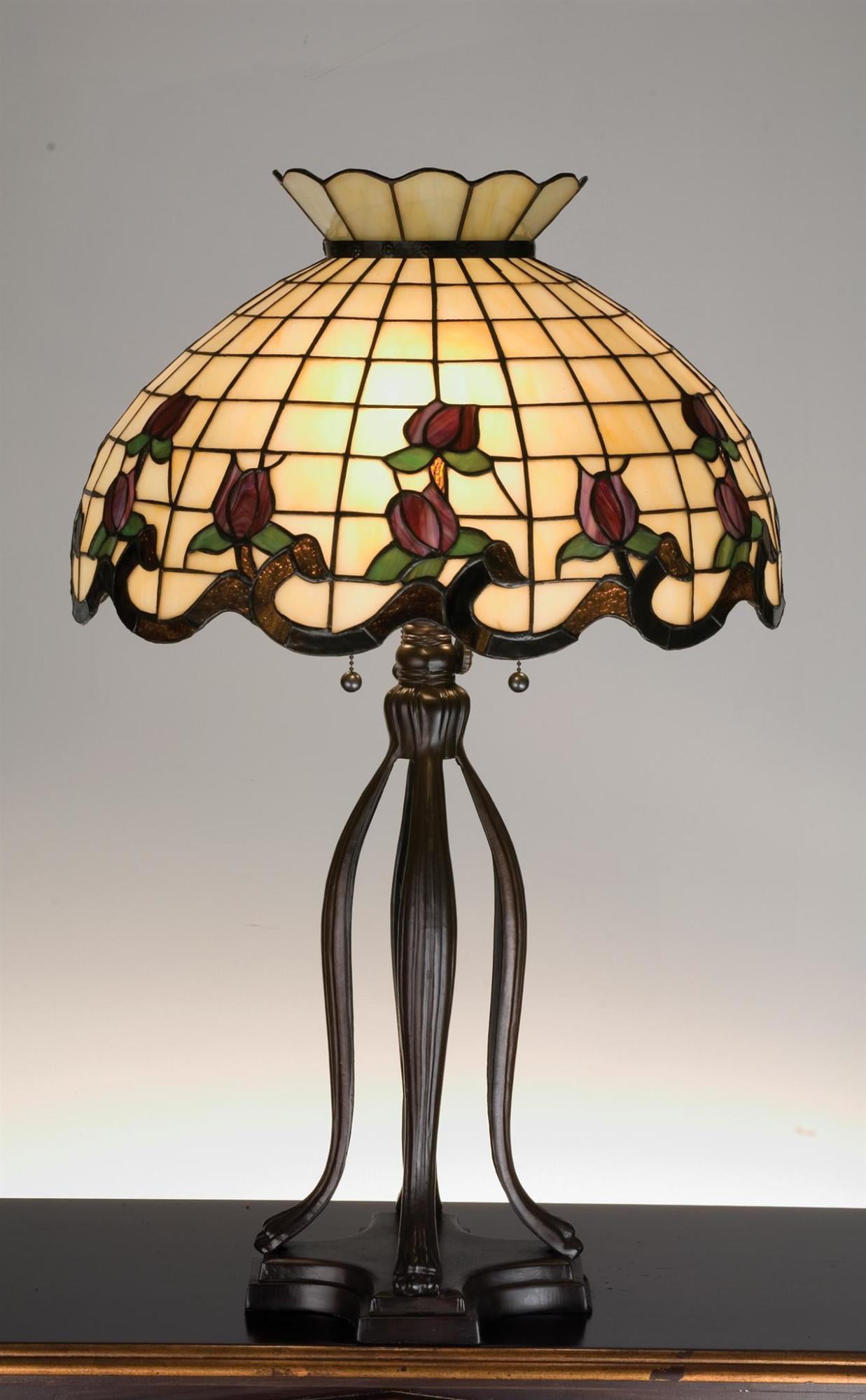 Meyda Tiffany 19138 Stained Glass / Tiffany Table Lamp From The Roseborders Collection -