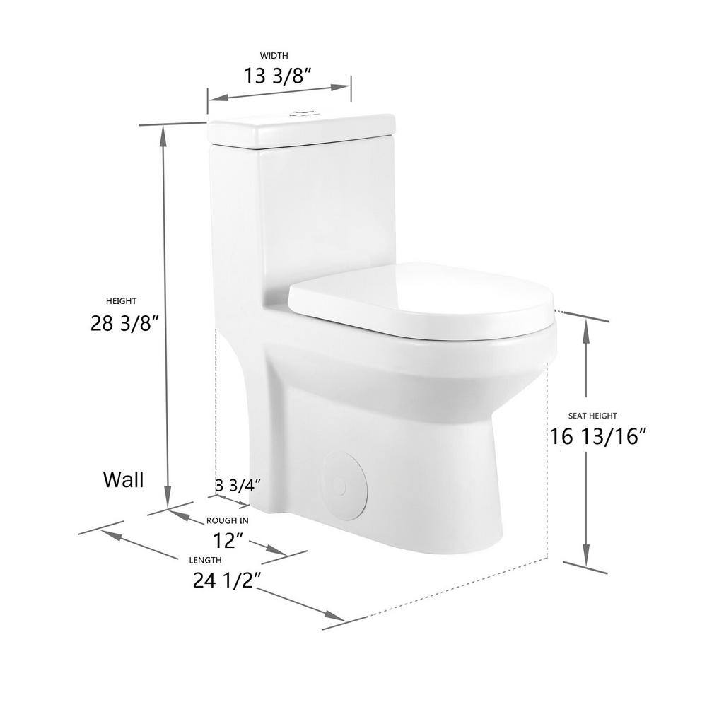 Hanikes One-Piece 1.11.6 GPF Dual Flush Round Toilet in White Soft Close Seat Included AR03N