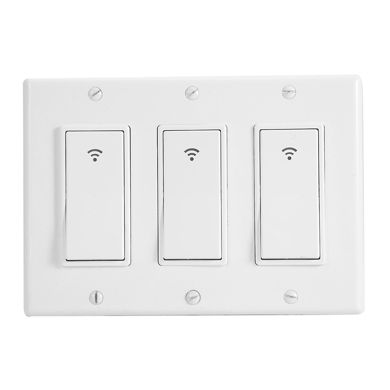 1/2/3 Gang Smart Wifi Wall Light Switch Timer For Alexa Google Home(3gang)