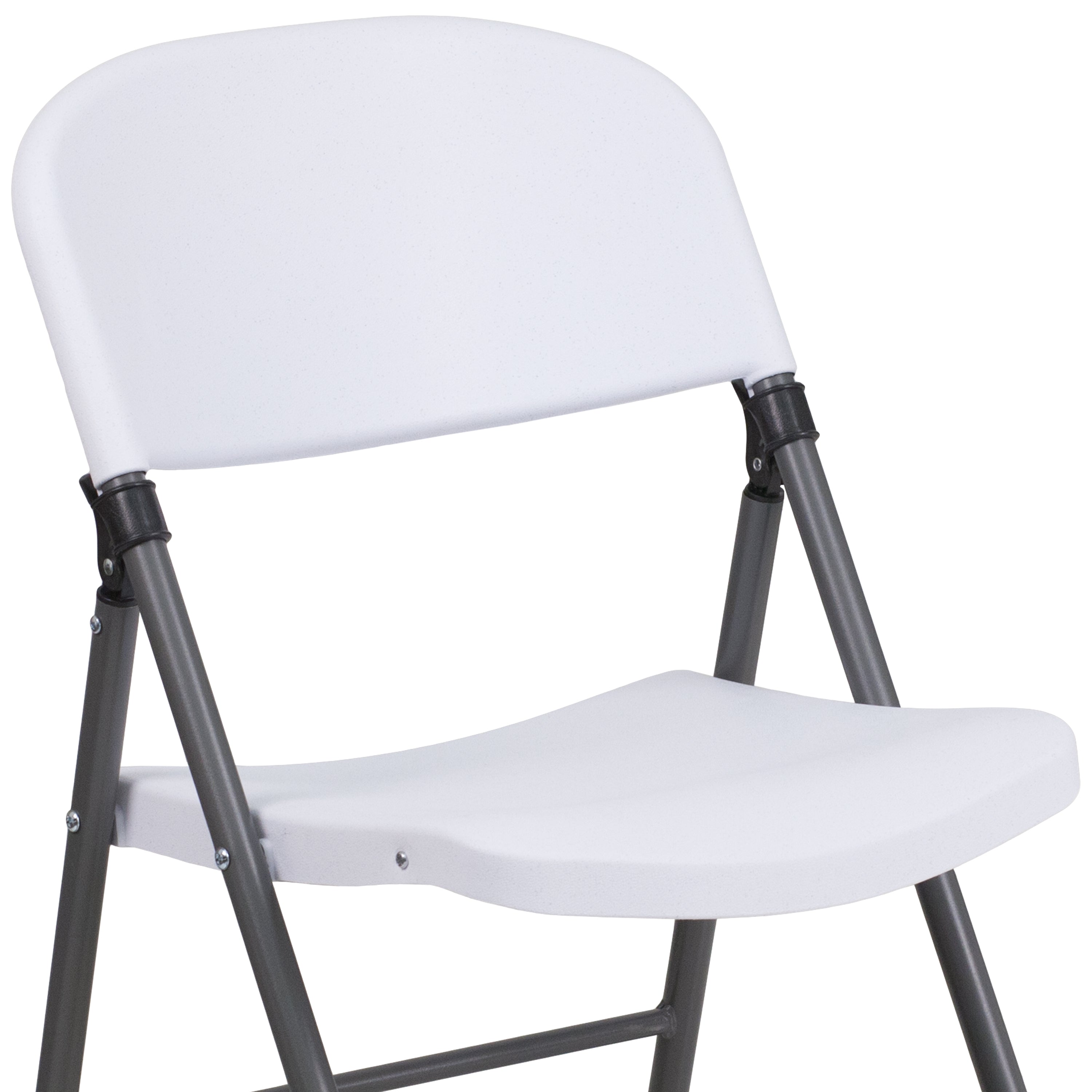 Flash Furniture 6 Pack HERCULES Series 330 lb. Capacity Granite White Plastic Folding Chair with Charcoal Frame