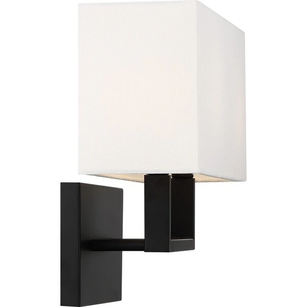 Tribeca 2 Light Vanity -with White Linen Shade Aged Bronze Finish