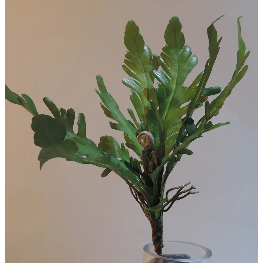 High quality nearly nature green artificial leaves with root single branch for home decoration