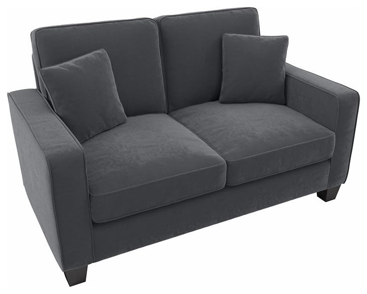 Stockton 61W Loveseat in Dark Gray Microsuede   Transitional   Loveseats   by Homesquare  Houzz