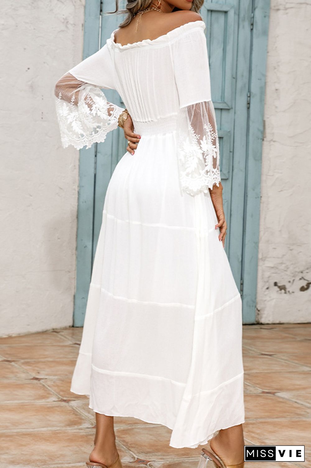 White Lace Bride Maxi Dress Wholesale