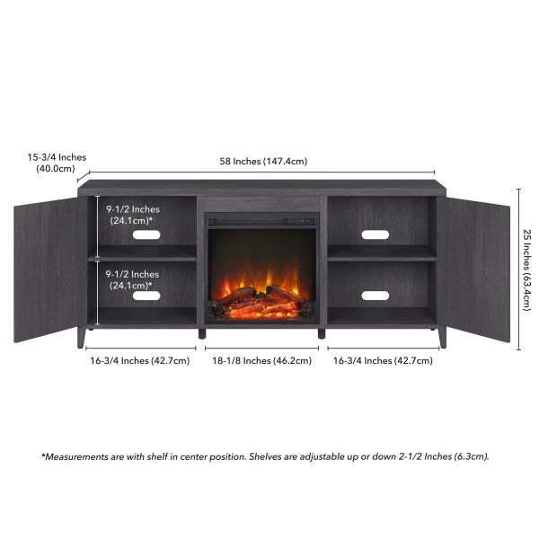 Jasper Rectangular TV Stand with Log Fireplace for TV's up to 65