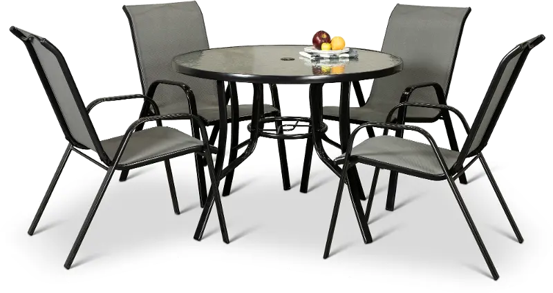 Bali 5 Piece Round Patio Dining Set with 4 Sling Chairs