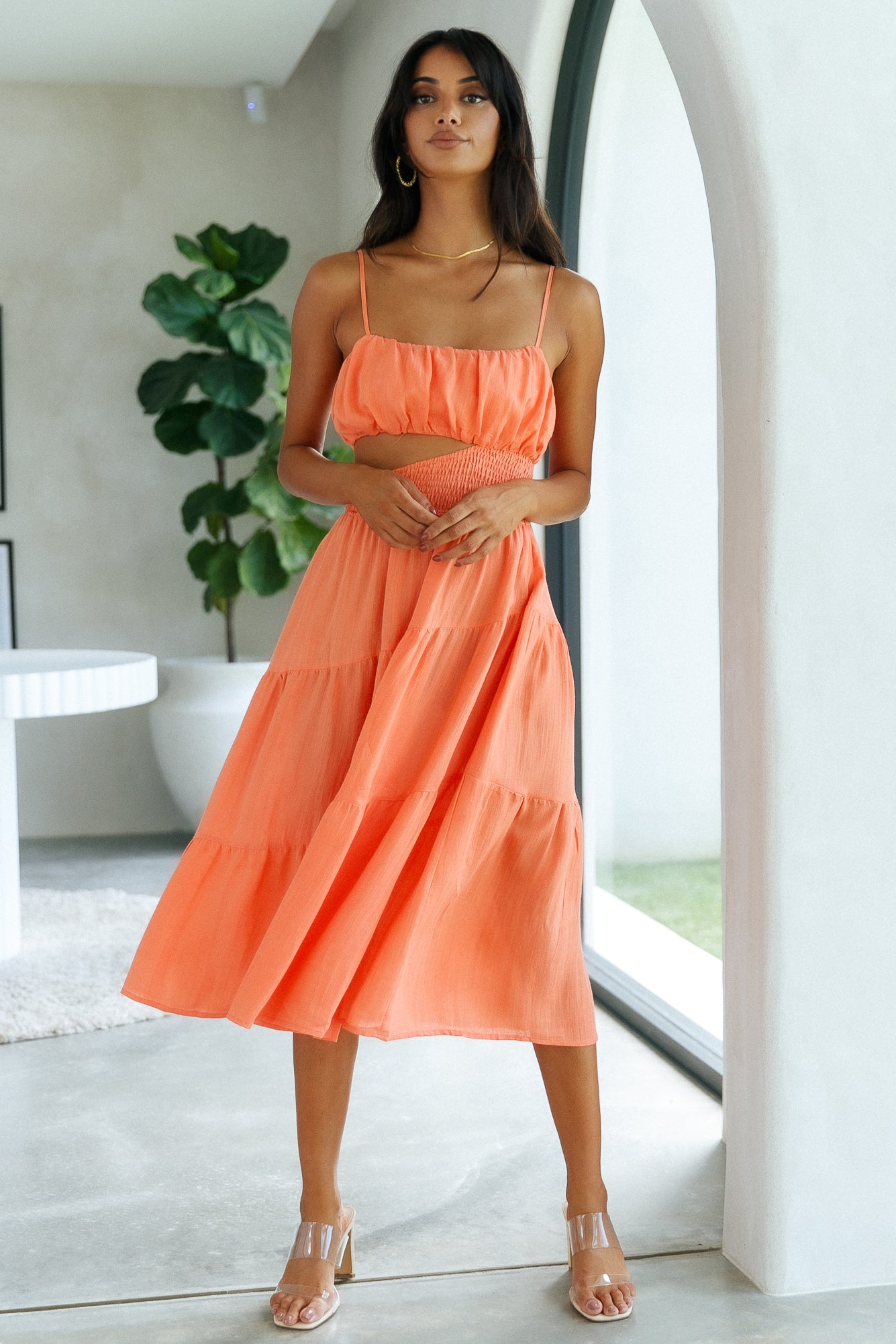 Get Lost In Your Eyes Midi Dress Orange