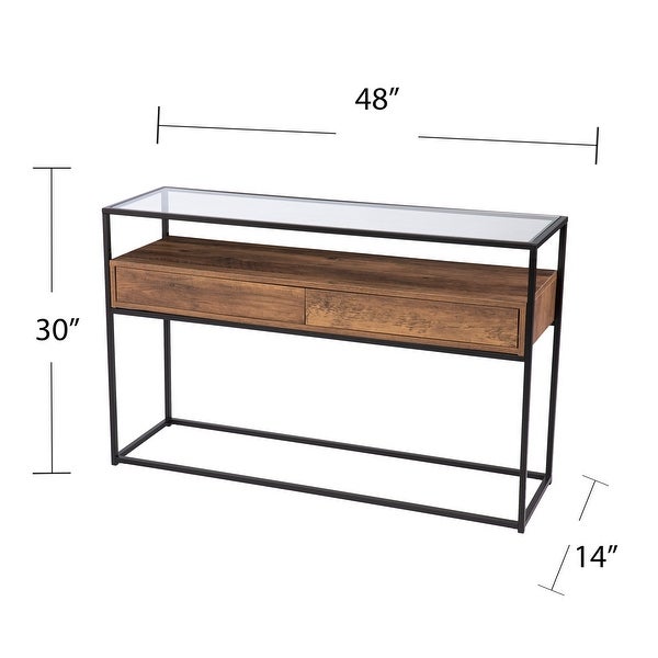 SEI Furniture Ottone Industrial Brown Wood Console Table