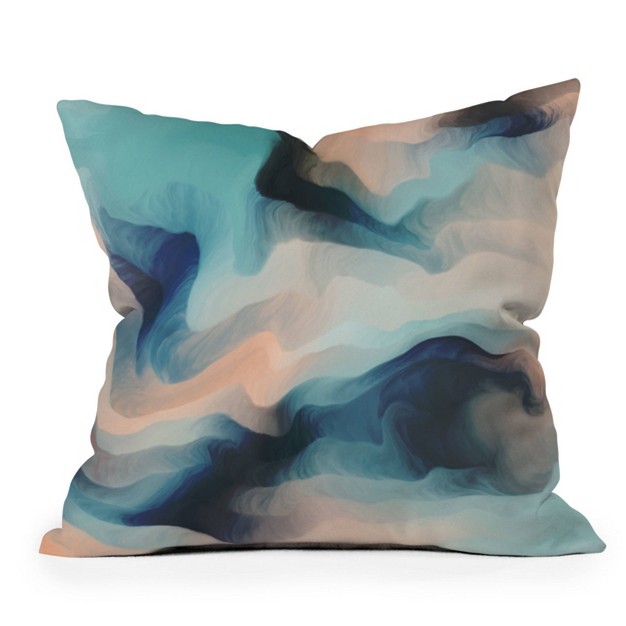 Marta Barragan Camarasa Abstract Tidal Waves Outdoor Throw Pillow Blue Deny Designs