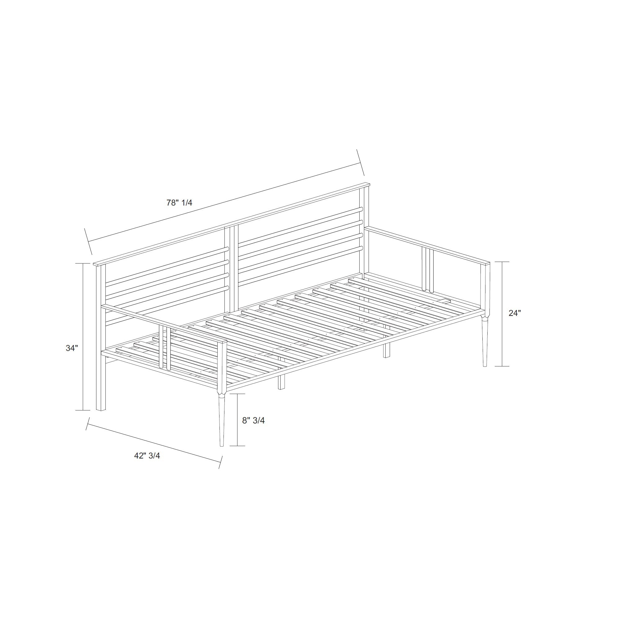 Bellamy Studios Mid-Century Miller Solid Wood Spindle Daybed, Caramel