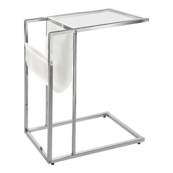 White Chrome Metal Accent Table With A Magazine Rack