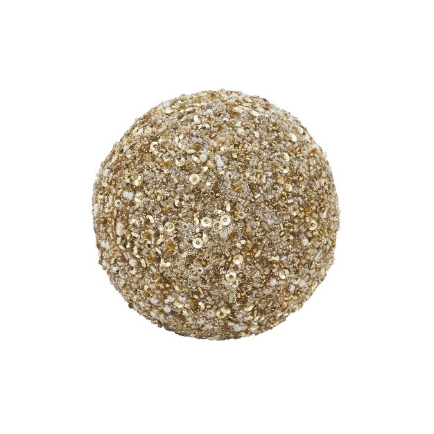 Saro Lifestyle Intricate Detailing Beaded Orb 4 quot Gold