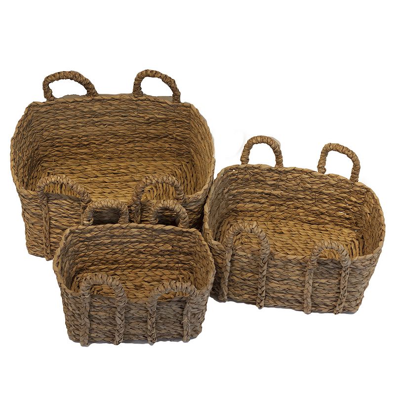 Saddle River Jumbo Rectangular Braided Rush Baskets 3-pc. Set