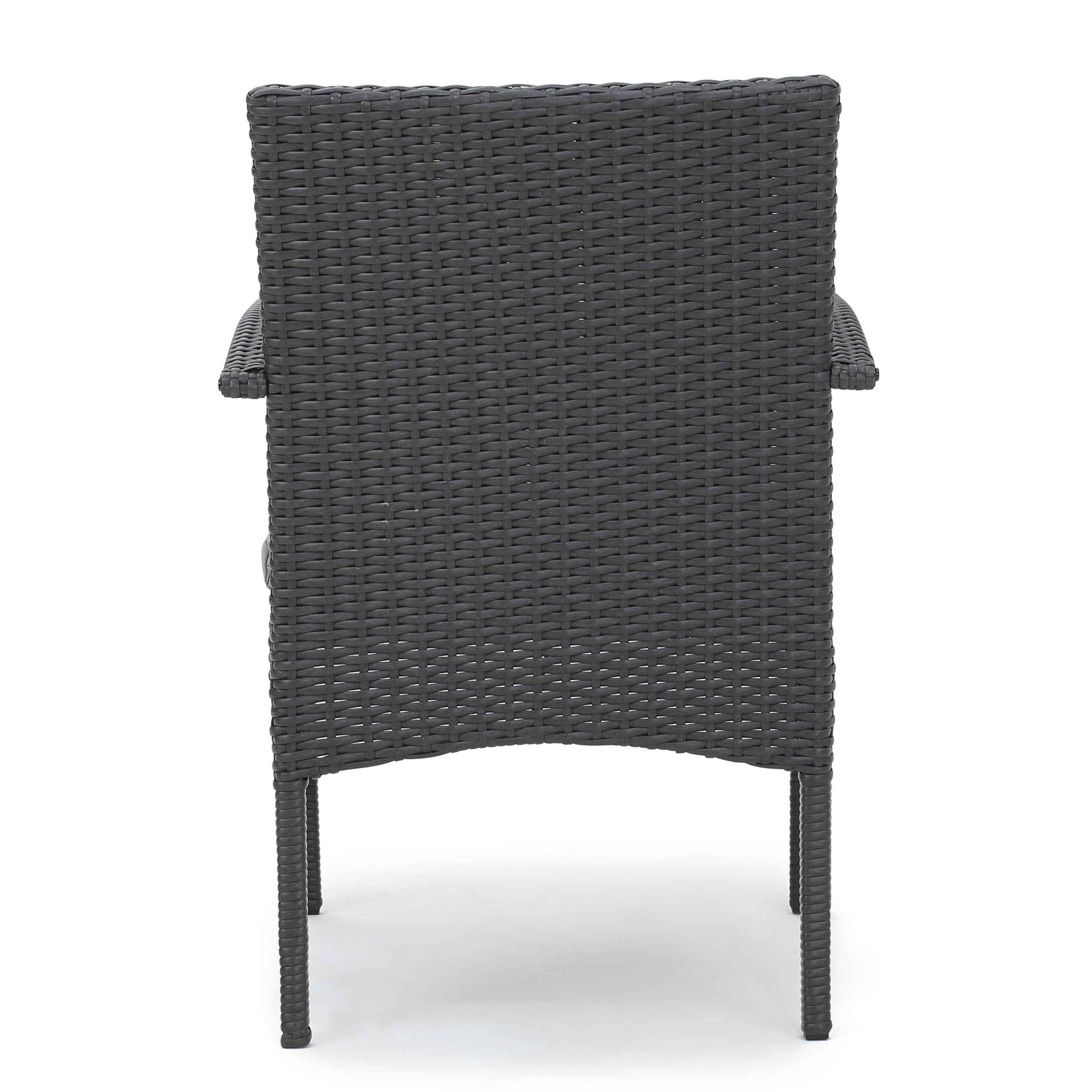 El Capitan Outdoor Grey Wicker Dining Chairs with Cushions (Set of 2)