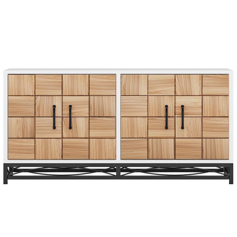 59 inches Modern Style White Buffet Sideboard Storgae Cabinet For Kitchen   Dining Room   55 inch