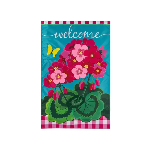 Evergreen Enterprises Spring Geraniums House Applique Flag