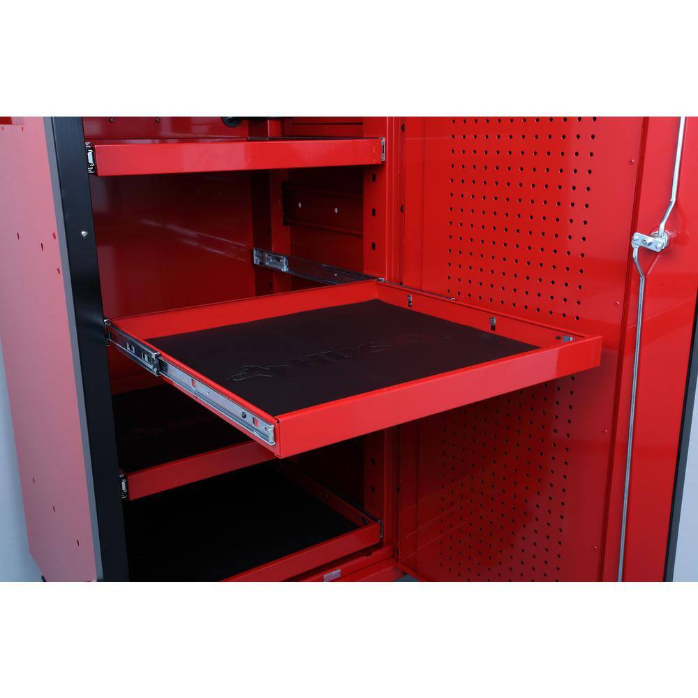 Husky 72 in. W x 24.5 in. D Professional Duty 20-Drawer Mobile Workbench Tool Storage Combo with 2 End Lockers in Red HPROSUITE8RED