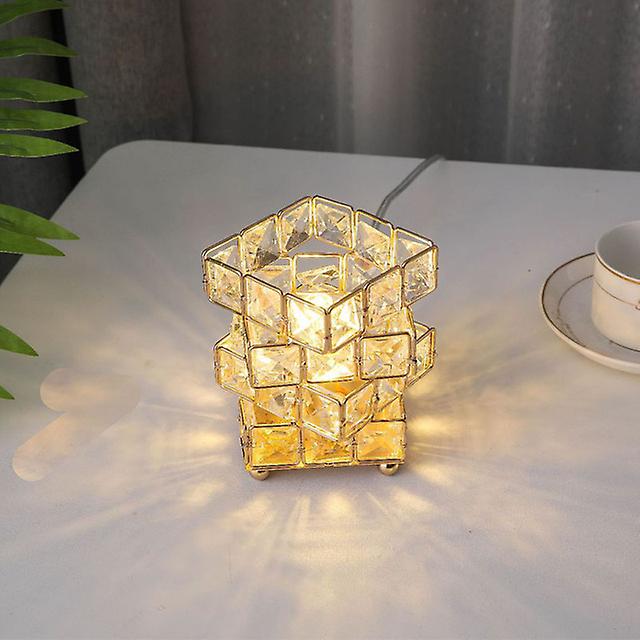 Cube Four Layer Crystal Table Lamp Creative Decoration Night Light For Bedroom Bar Atmosphere Led Light Usb Charge