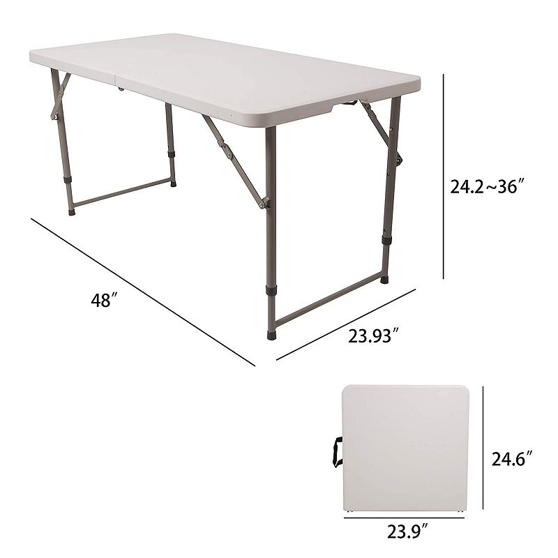 CaliGreen Tools 4 Ft Portable Plastic Folding Multipurpose Utility Table， White