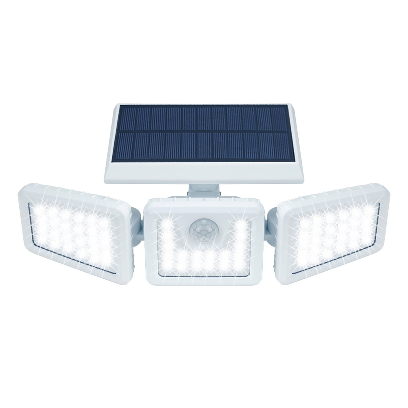 Solar Lights Outdoor， 70LED Wireless LED Solar Motion Sensor Lights Outdoor 3 Adjustable Heads， 270° Wide Angle Illumination， IP65 Waterproof， Security LED Flood Light (White)