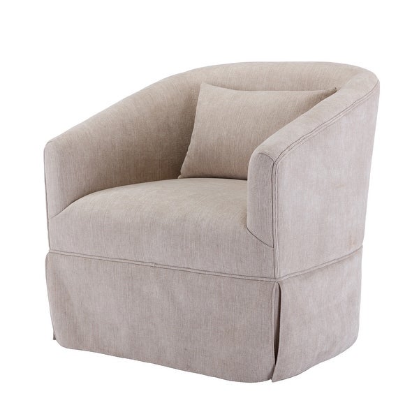 360-degree Swivel Accent Armchair Linen Blend Lounge Chairs Living Room Accent Chair Metal Frame Barrel Sofa Chair， for Bedroom