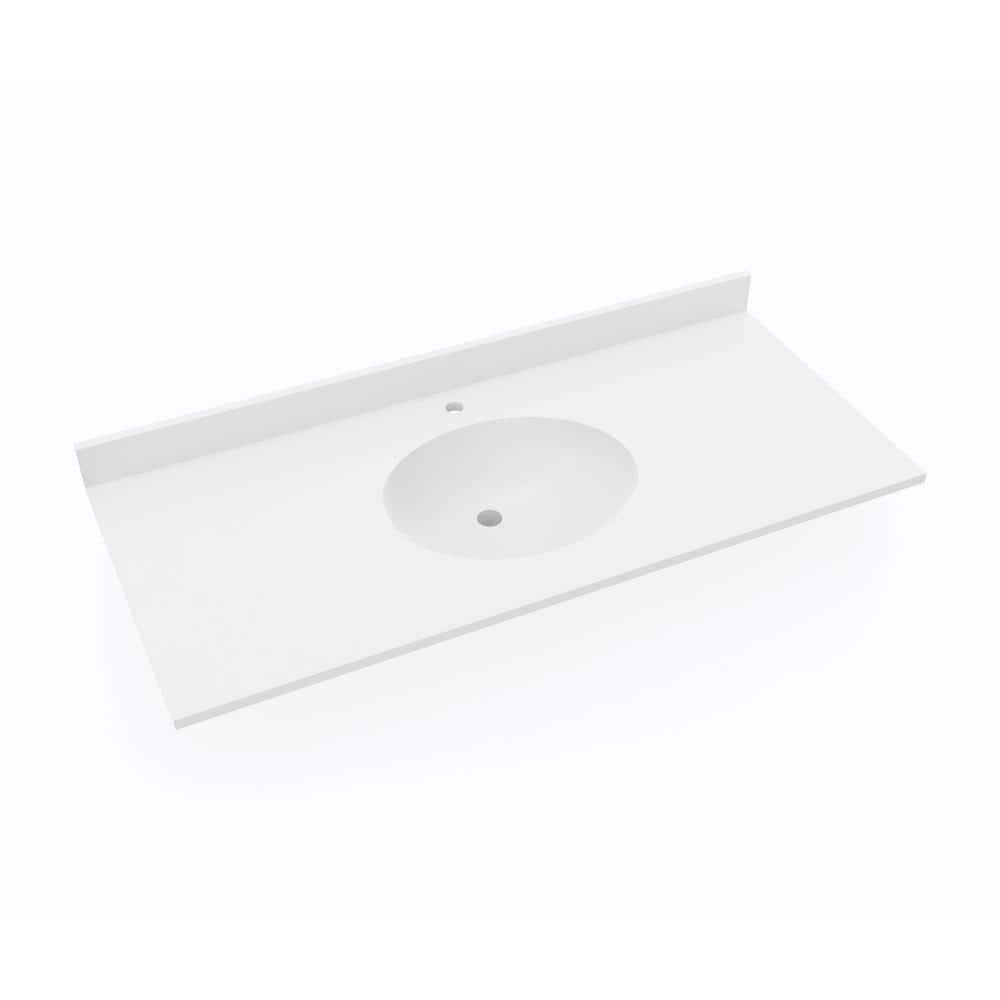 Swan Ellipse 49 in W x 22 in D Solid Surface Vanity Top with Sink in White