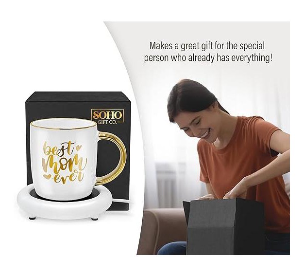 Galvanox Soho Electric Ceramic 12oz Coffee Mug With Warmer Best Mom Makes Great Gift