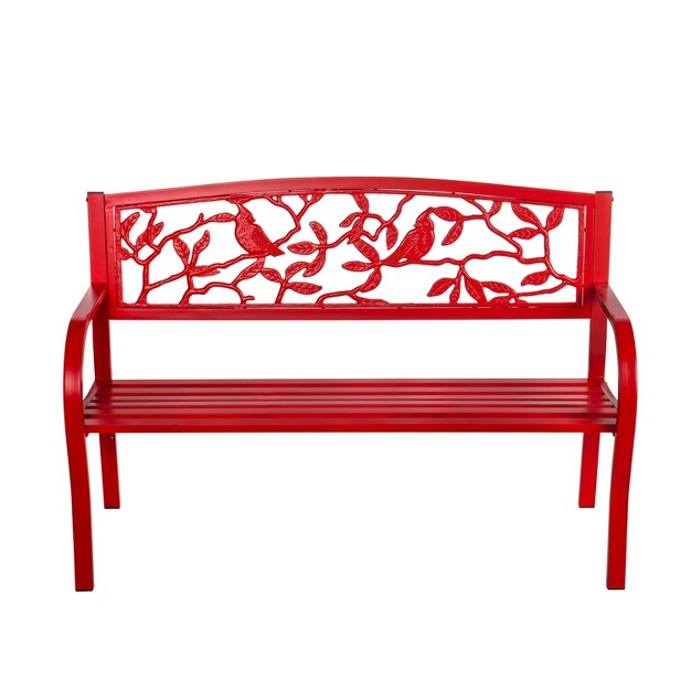 Evergreen Cardinals Metal Garden Bench Red