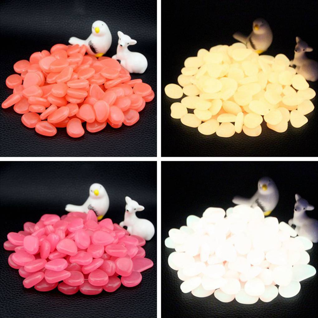 100pcs Fish Tank Fluorescent Pebble Garden Parterre Decor Glow Stone Aquarium Ornament Marbles Rocks