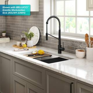 KRAUS Oletto Single-Handle Pull-Down Sprayer Kitchen Faucet with QuickDock Top Mount Installation Assembly in Matte Black KPF-2631MB