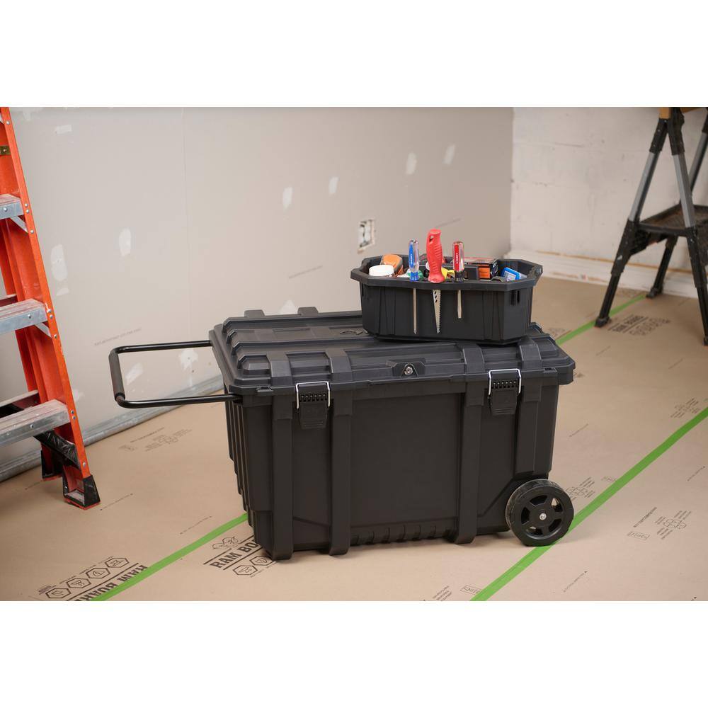 Husky 23 in. 50 Gal. Black Rolling Toolbox with Keyed Lock and Portable Hand Tool Tray 206319