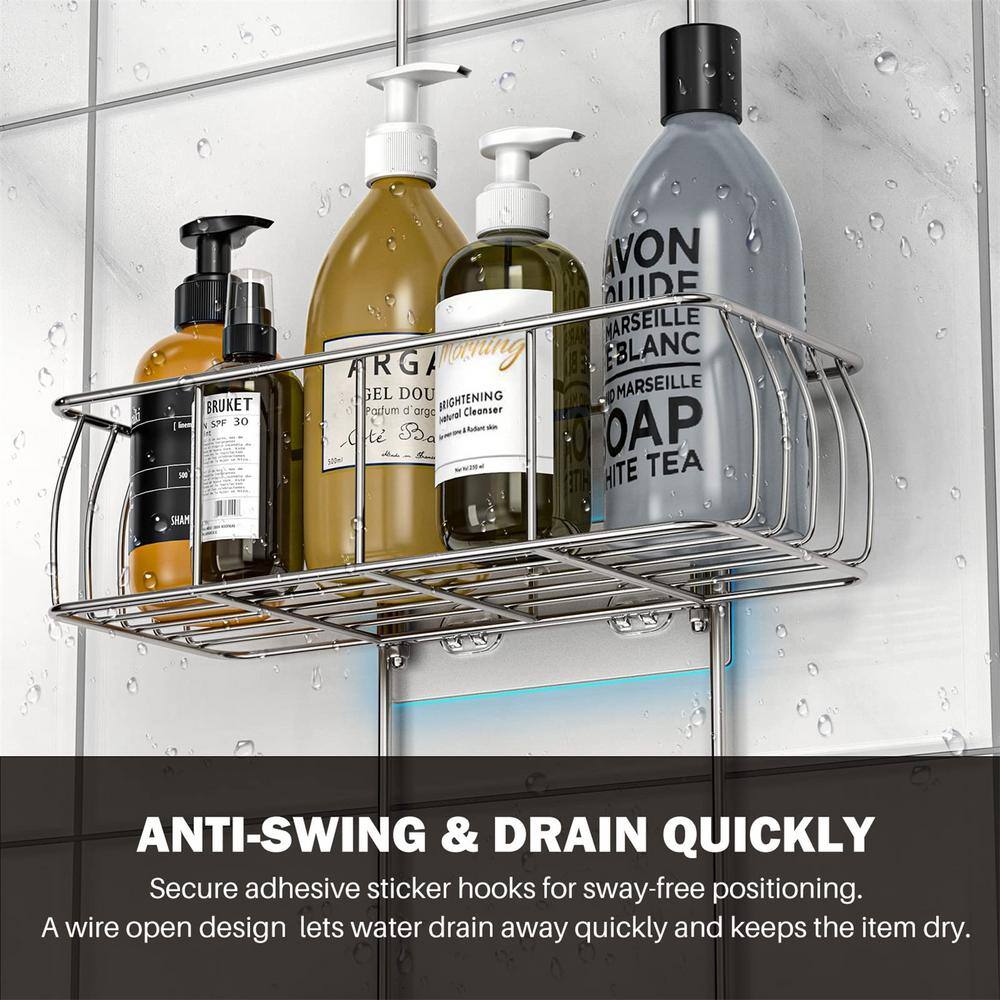 Cubilan Over-the-Shower Caddy with Hooks for Towels in Silver HD-SDN