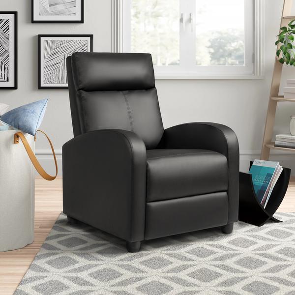 Lacoo Home Theater Recliner with Padded Seat and Backrest， Black