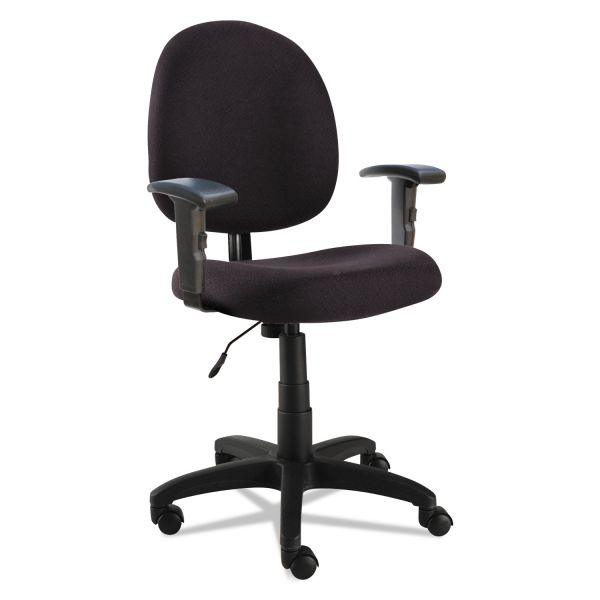 Alera Essentia Series Swivel Task Chair with Adjustable Arms， Supports up to 250 lbs.， Black Seat/Black Back， Black Base