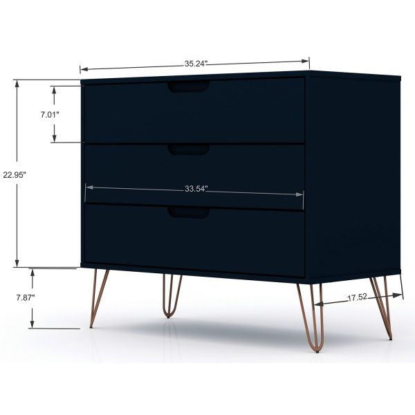 Rockefeller Tall 5-Drawer Dresser and Standard 3-Drawer Dresser in Tatiana Midnight Blue