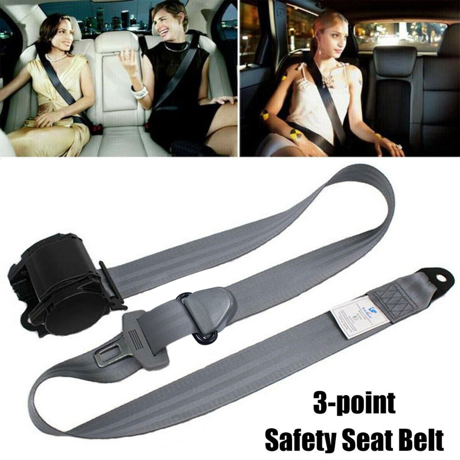 11.8ft Retractable Safety Seat Belt， 3 Point Safety Seat Belt Straps Car Auto Vehicle Adjustable Belt Kit